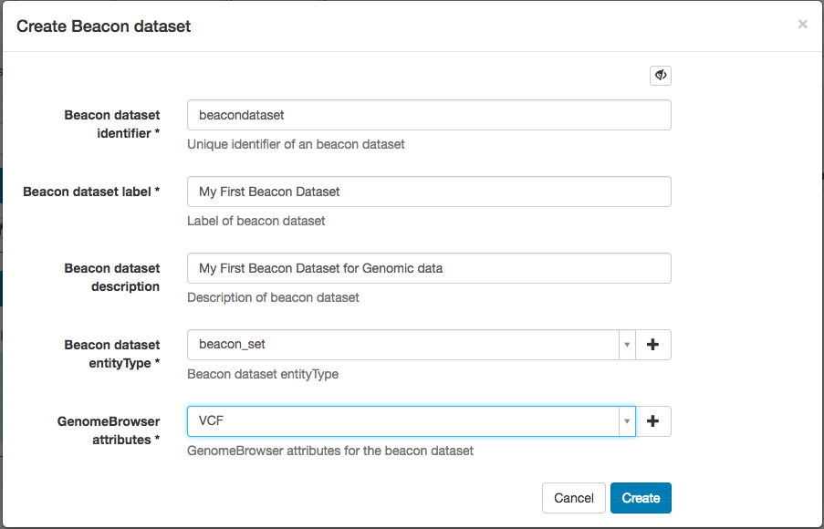 Configure dataset as a beacon