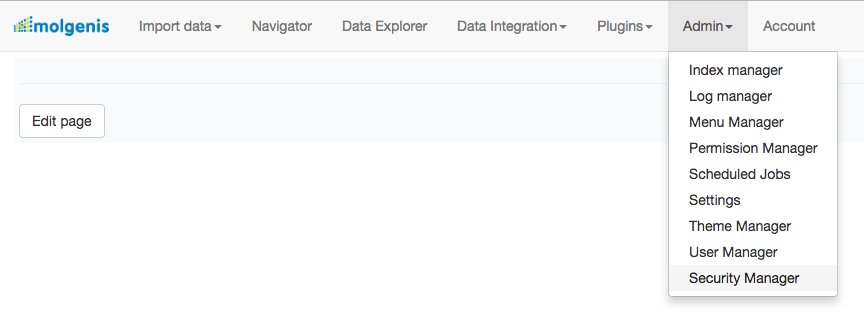 Security Manager menu