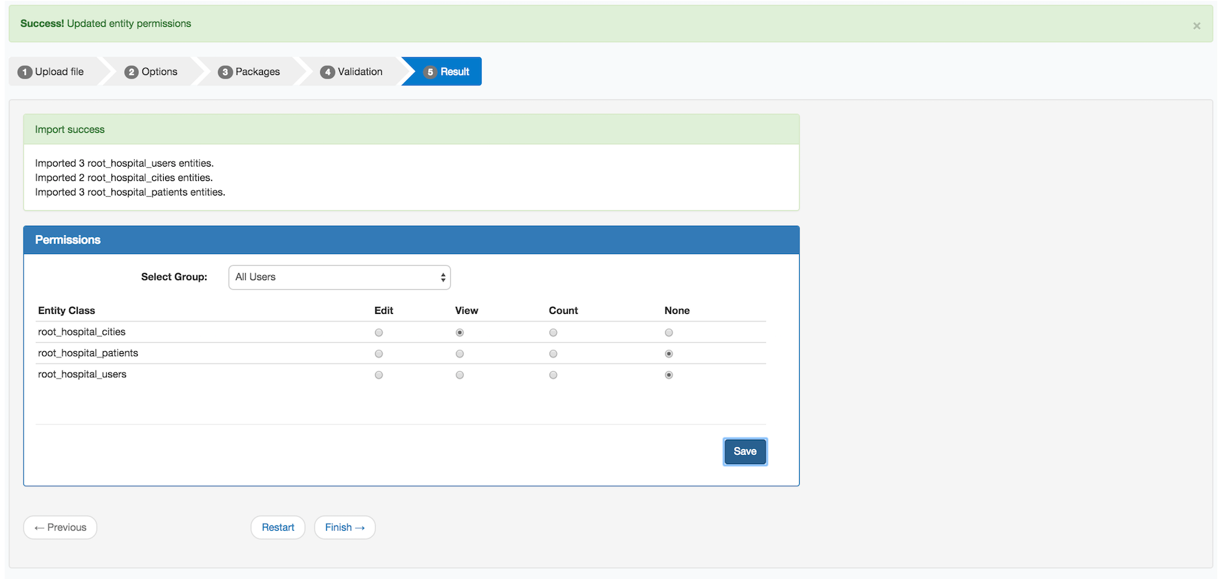 Result Upload file screen