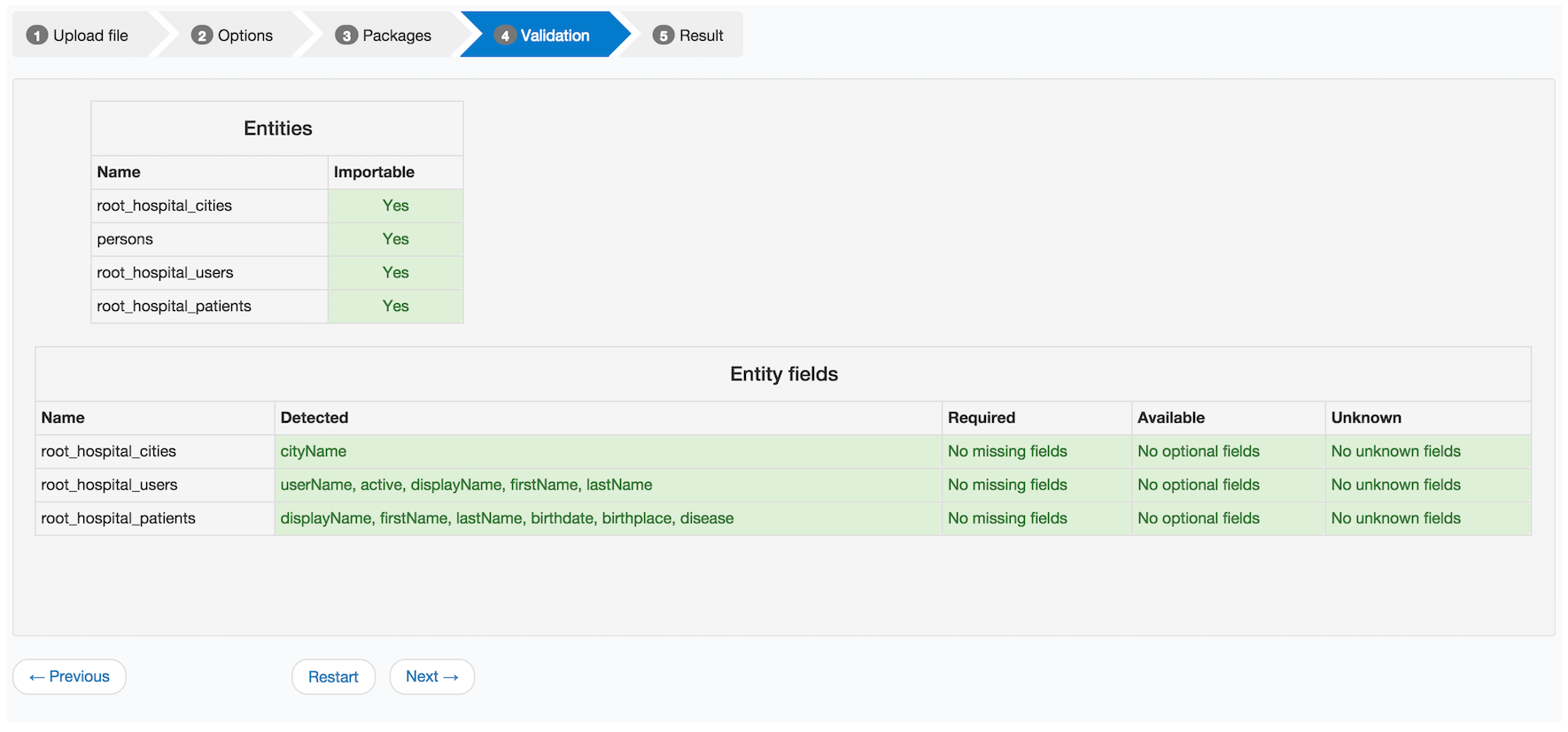 Validation Upload file screen
